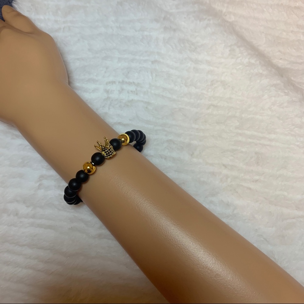 Matte Black Bracelet With Crown